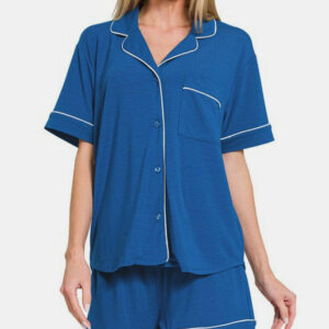 Button Down Top and Shorts Lounge Set