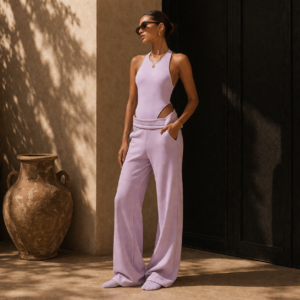 Purple Wide-Leg Pants