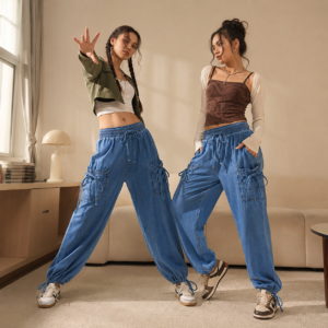 Denim Cargo Drawstring Lounge Pants