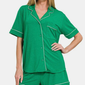 Button Down Top and Shorts Lounge Set