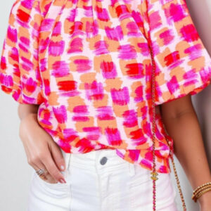 Red Ruffle Mock Neck Blouse