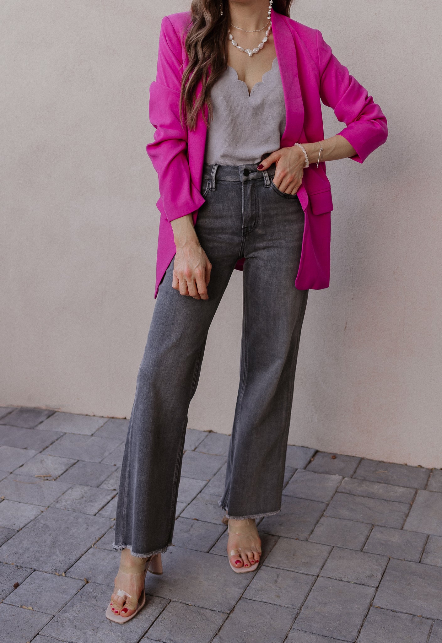 Hot Pink Long Sleeve Blazer - Image 3