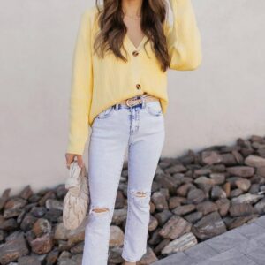 Ribbed Button Front Cardigan